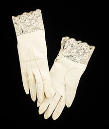 Wedding gloves, French, 1842. Creator: Preville.