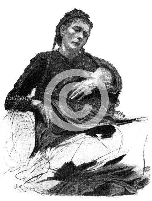 Study of a woman holding a baby, 1895. Artist: Unknown