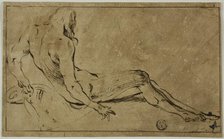 Reclining Male Nude, from Behind, c. 1591. Creator: Ferrau Fenzoni.