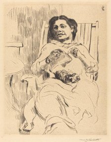 Frau mit Handarbeit (Woman with Needlework), 1912. Creator: Lovis Corinth.