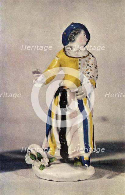 'A Worcester Figure of a Lady in a Blue Hat with Yellow Jacket..., c1765', (1944).  Creator: Unknown.