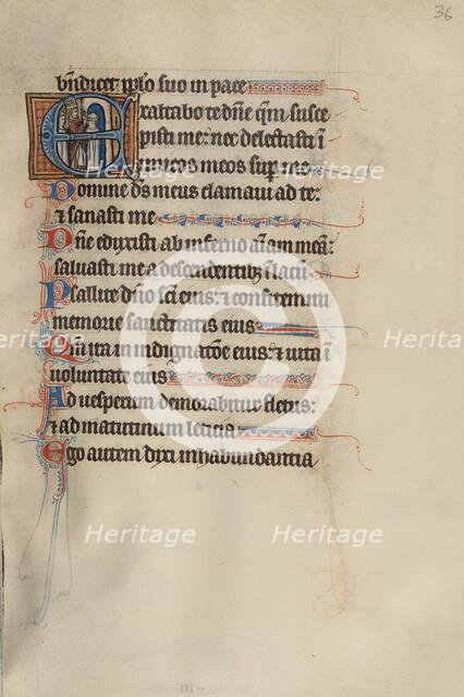 Initial E: A Bishop Blessing a Church; Bute Psalter, text and illumination about 1285. Creator: Bute Master.