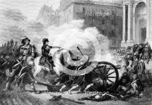 Napoleon helping to defeat counter-revolutionaries in Paris, French Revolution, 1795. Artist: Unknown