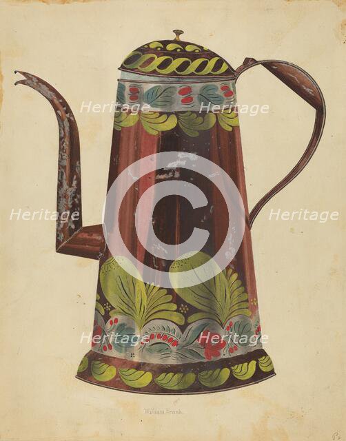 Toleware Tin Coffee Pot, c. 1937. Creator: William Frank.