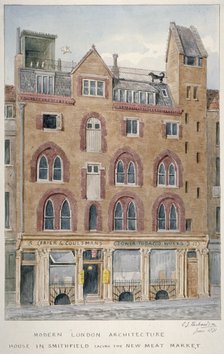View of a house in West Smithfield facing the meat market, City of London, 1871.             Artist: Charles James Richardson