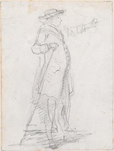 Man with a Walking Stick, Seen in Profile [recto], probably c. 1754/1765. Creator: Hubert Robert.