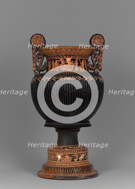 Attic Red-Figure Dinoid Volute Krater and Stand, 390-380 BC. Creator: Meleager Painter.