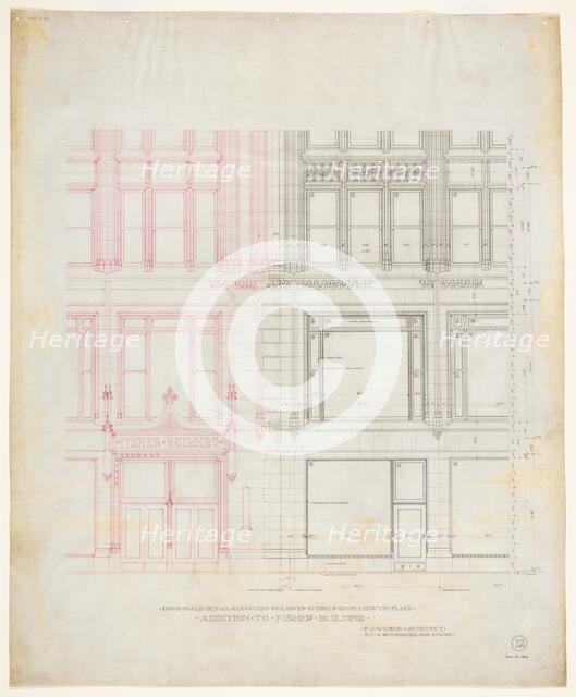 Fisher Building Addition, Chicago, Illinois, Elevation, 1890. Creator: Peter Joseph Weber.