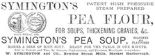 Symington's Patent High Pressure Steam Prepared Pea Flour, 1883. Creator: Unknown.