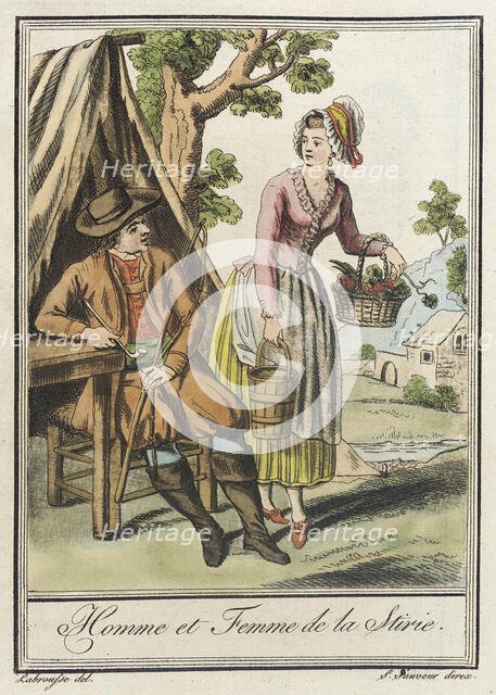 Costumes de Différents Pays, 'Homme et Femme de la Stirie', c1797. Creators: Jacques Grasset de Saint-Sauveur, LF Labrousse.
