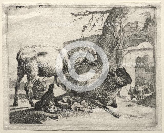 The Muleteer under the Gateway, 1665. Creator: Johann Heinrich Roos (German, 1631-1685).