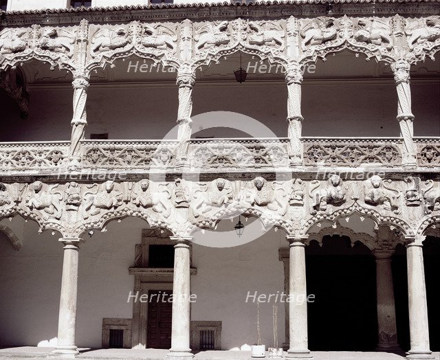 Detail of the ogee arches that form the galleries of the courtyard of the Palace of the Infantado…