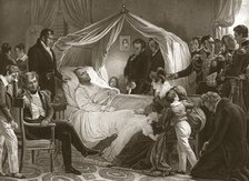 Napoleon on his Deathbed, 5th May 1821, pub.  (engraving). Creator: Carl von Steuben (1788 - 1856) after.