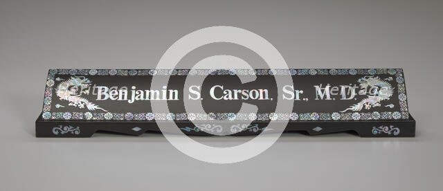 Desktop nameplate used by Dr. Ben Carson, 1994. Creator: Unknown.