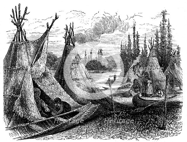 North American Cree Indian settlement in summer, 1874. Artist: Unknown