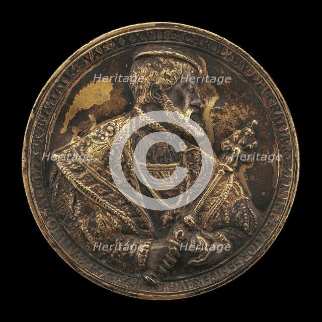 Charles V, 1500-1558, King of Spain 1516-1556, Holy Roman Emperor 1519 [obverse], 1537. Creator: Reinhart, Hans.