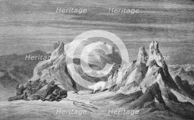 'A Party from the Tegetthoff Encounters A Bear', c1876, (1928). Artist: Unknown.