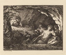 Three Sleeping Sprites with a Satyr, 1769. Creator: Salomon Gessner.