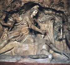 Roman depiction of Mithras killing the bull, 3rd century. Artist: Unknown