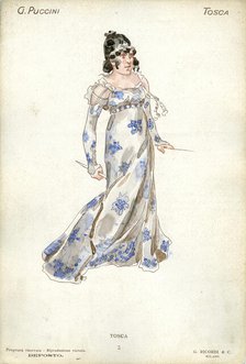 Costume design for the opera Tosca by Giacomo Puccini, 1900. Creator: Hohenstein, Adolfo (1854-1928).