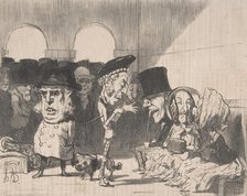 La gare du chemin de fer de Boulogne, 1852.  Creator: Honore Daumier.