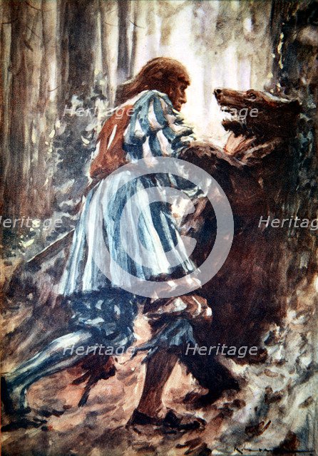 Maximilian I, Holy Roman Emperor, fighting with a bear, late 15th century (1913). Artist: Arthur C Michael