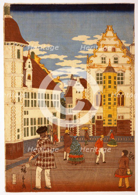 View of American Life, from Illustrated London News, pub. 1860 (coloured engraving)