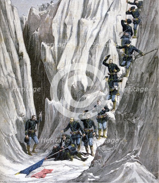 The discovered corpse of Lieutenant Bujon, French Alps, 1891. Artist: Henri Meyer