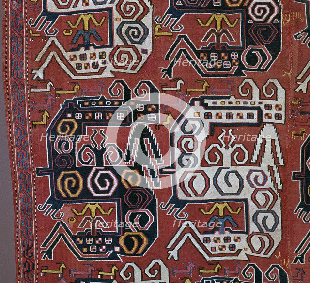 Caucasian 'dragon' rug with stags, 17th century. Artist: Unknown