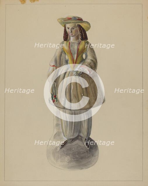 Pa. German Chalkware Bloomer Girl, c. 1936. Creator: Mina Lowry.