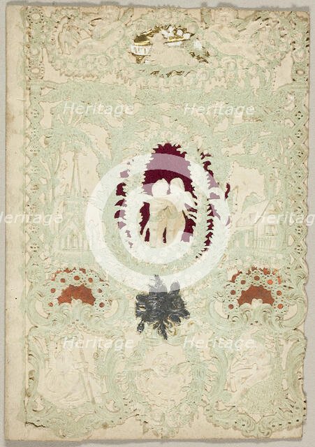 Untitled Valentine (Two Putti in a Wreath), 1850/59. Creator: Esther Howland.