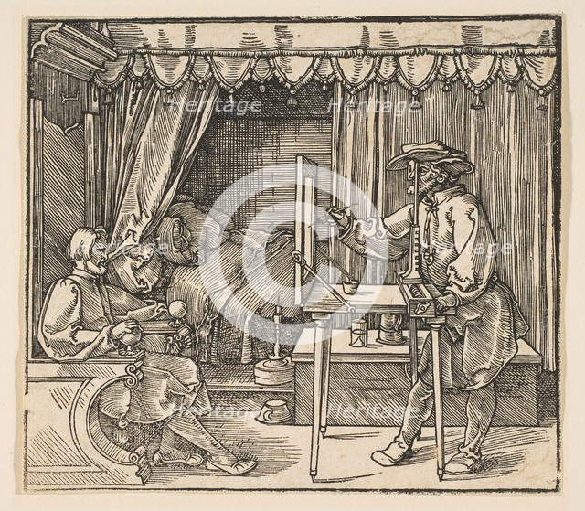Artist Drawing a Portrait of a Man.n.d. Creator: Albrecht Durer.