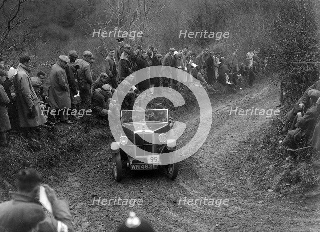 Morris Minor open 2-seater of HH Porter-Hargreaves competing in the MCC Lands End Trial, 1935. Artist: Bill Brunell.