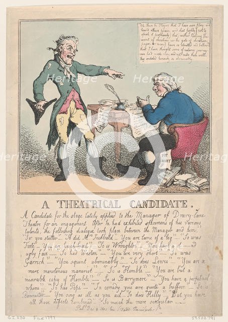 A Theatrical Candidate, 1797., 1797. Creator: Thomas Rowlandson.