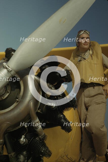 Marine lieutenant, pilot with the power towplane...Page Field, Parris Island, S.C., 1942. Creator: Alfred T Palmer.