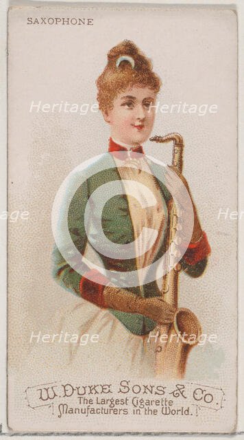 Saxophone, from the Musical Instruments series (N82) for Duke brand cigarettes, 1888., 1888. Creator: Schumacher & Ettlinger.