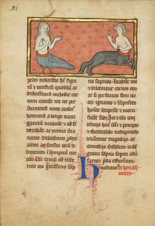 A Siren and a Centaur; De Natura Avium; De Pastoribus et Ovibus, 1277 or after. Creator: Unknown.