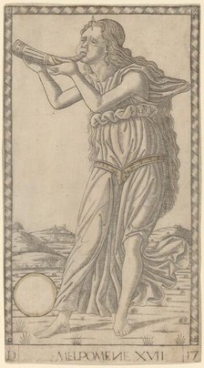 Melpomene, c. 1465. Creator: Master of the E-Series Tarocchi.