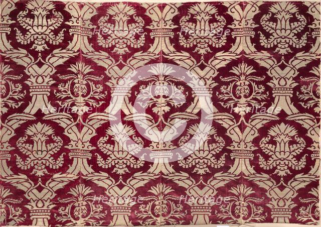 Brocaded velvet panel with Italianate pattern, 1575-1625. Creator: Unknown.