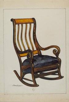 Rocker with Black Horse-hair Seat, c. 1937. Creator: Florence Truelson.