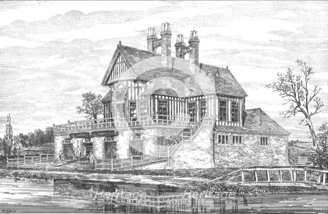 New Boat House, Oxford, 1880. Artist: WSW.