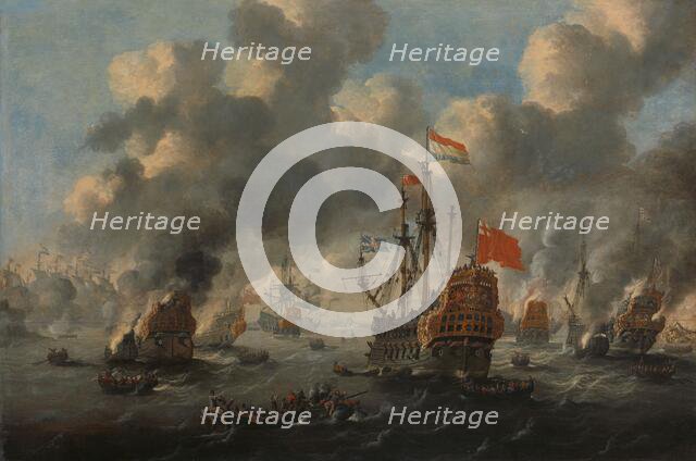 The Dutch Raid on the Medway, 1667, c.1670. Creator: Anon.