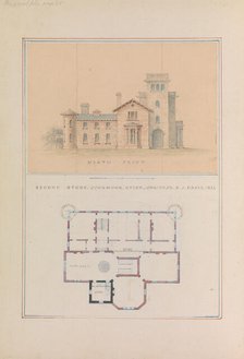 North Front and Second Floor Plan of John Munn House, Utica, New York, 1854. Creator: Alexander Jackson Davis.