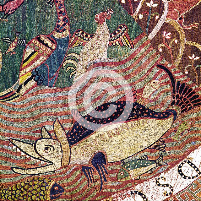 Tapestry of Creation, detail of the separation of land and water, 11th - 12th Century.