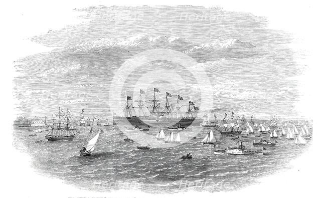 The Arrival of the "Great Eastern" at New York - from a sketch taken on the Jersey side by E. Hall,  Creator: Unknown.