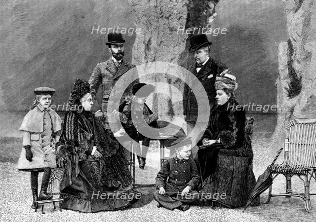 The Queen at Aix-Les-Bains: the Royal Family at the entrance of the Grotto, 1890. Creator: Unknown.