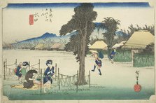 Minakuchi: Dried Gourd Shavings, A Local Specialty (Minakuchi, meibutsu kanpyo)..., c. 1833/34. Creator: Ando Hiroshige.