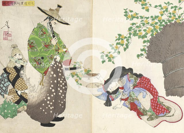 Ota Dokan Decides to Study Poetry, 1887. Creator: Tsukioka Yoshitoshi.