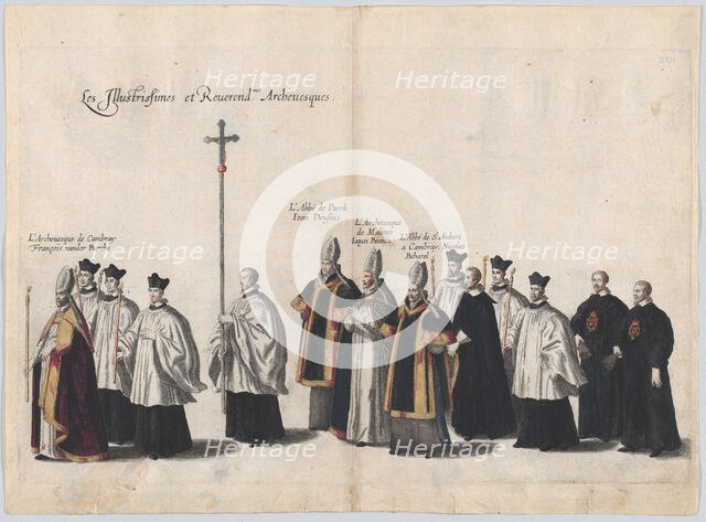 Plate 13: Members of the clergy marching in the funeral procession of Archduke Albert of A..., 1623. Creator: Cornelis Galle I.