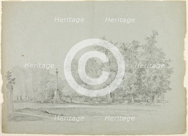 View of the Park st Versailles: Landscape with Memorial Column and Grove of Trees, n.d. Creator: Pierre Antoine Mongin.